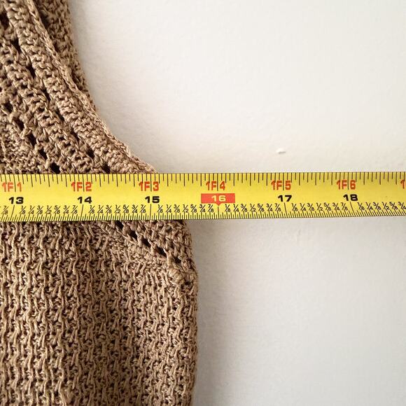 Lauren Ralph Lauren 100% Linen Knit Tank Top Brown Open Weave Minimalist L - Picture 6 of 7